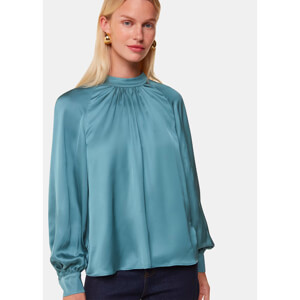 Whistles Teal Lea Satin Blouse